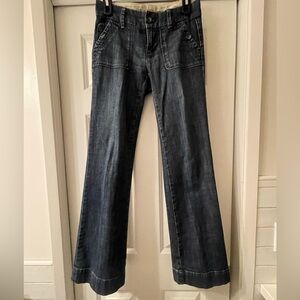 GAP Limited Edition low rise flare dark denim jeans.